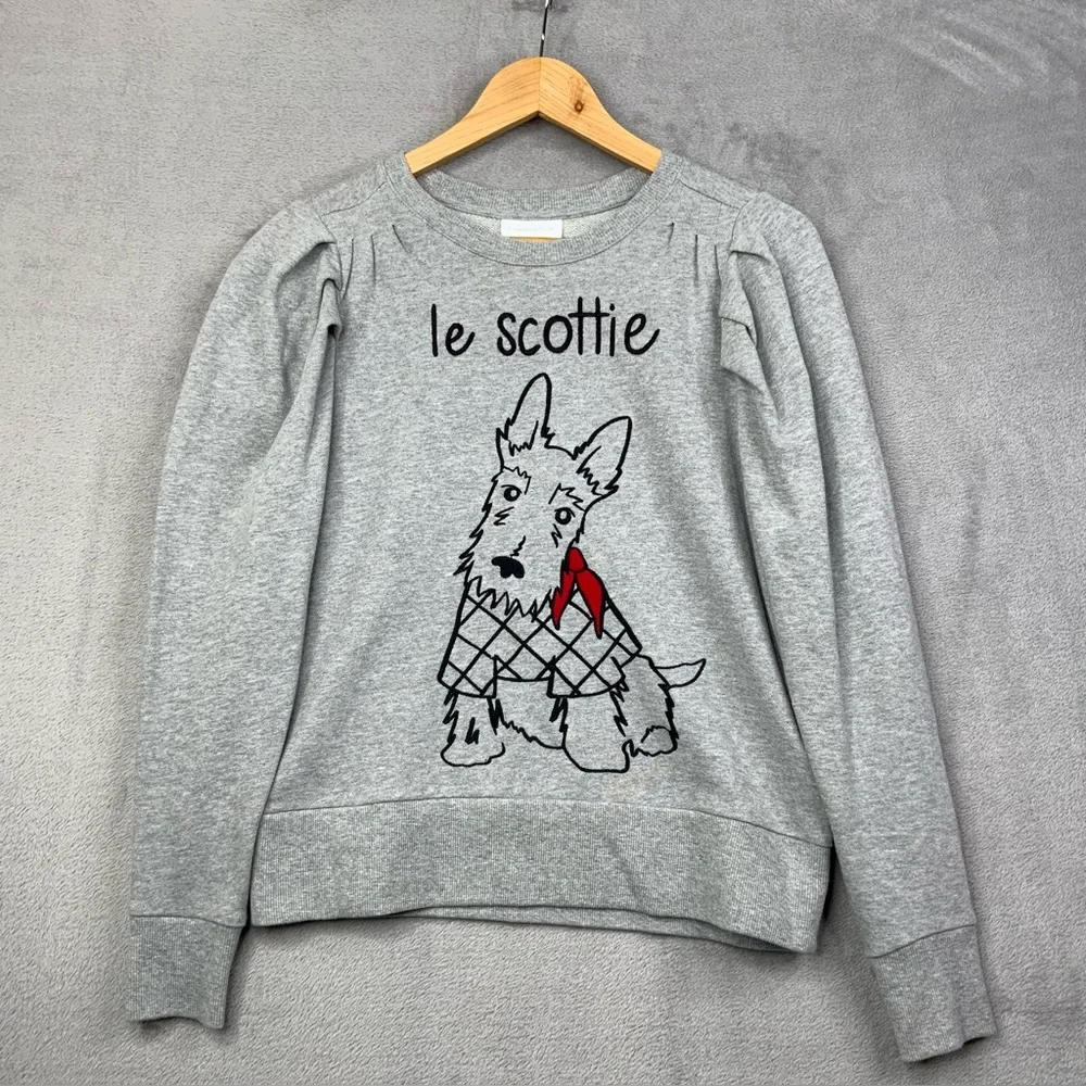 Charter Club Women’s PM Long Sleeve Gray Scottie Dog Graphic Puff Sweatshirt. - Picture 1 of 7
